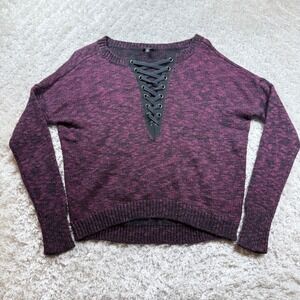 Express Sweater Women's Small Purple Black Marled Lace Goth Romance Whimsigoth